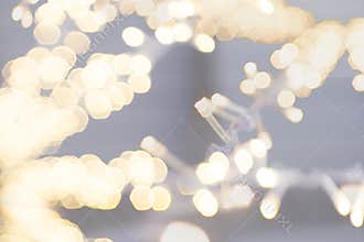 String light on white fabric wedding decorate