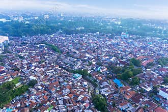 Bandung cityscape with dense residential houses