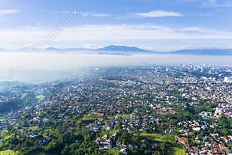 Beautiful Bandung cityscape with crowd houses