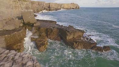 Flying low away from St Govans Head Pembrokeshire