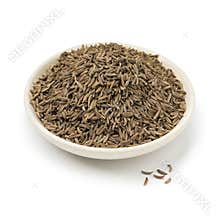 Dish with dried organic Caraway seeds
