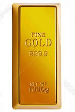 Gold bar isolated with clipping path