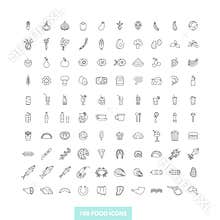 Set of outline food icons
