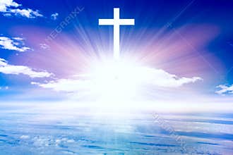 Religion background .  Paradise heaven . Light in sky .