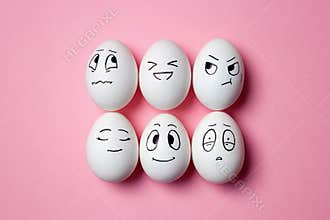 Funny Easter eggs with facial expressions