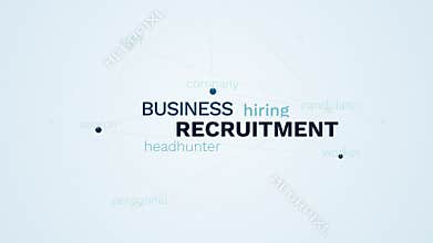 Recruitment business headhunter hiring candidate career company worker search personnel staff animated word cloud