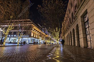Night view of Central Avenue in Harbin