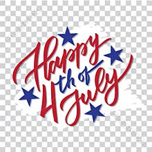 Happy 4th of July - hand-writing, calligraphy,