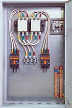 Electrical Cabinet with contactors, circuit breakers, relays and terminals