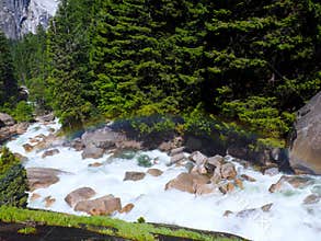 Perfect Rainbow over a Babbling Brook in Yosemite National Park