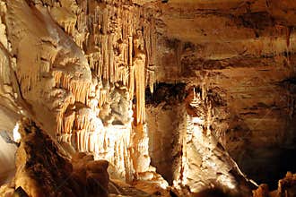 Stalactites and Stalagmites in Natural Bridge Caverns