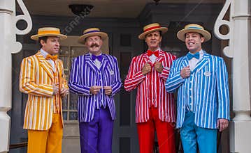 All Male Barbershop Quartet Sings at Disneyland