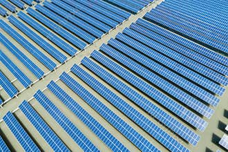 Solar power energy plant aerial view