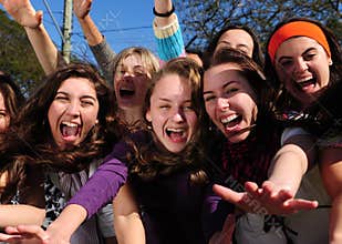 Teenage fans screaming