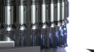 Pharmaceutical manufacturing line at pharmacy factory.