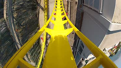 Yellow roller coaster beginning