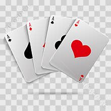 Casino gambling poker blackjack - playing cards on transparent background