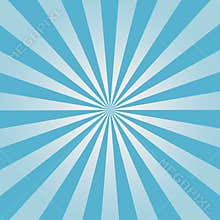 Comic background. Blue Sunburst pattern. Sun rays abstract backdrop. Vector.