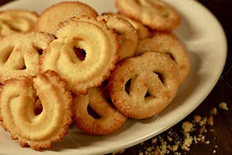 Danish Butter Cookies on white plate