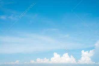 Sunshine clouds sky during morning background. Blue,white pastel heaven,soft focus lens flare sunlight.
