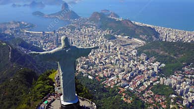 Aerial Footage of Christ the Redeemer in Rio de Janeiro, Brazil