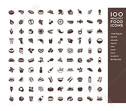 100 healthy food icons