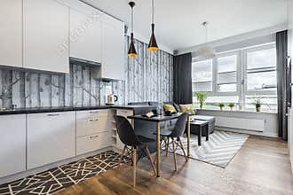 Modern small room with kitchen
