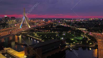 Aerial Massachusetts Boston July 2017 Night 4K Inspire 2