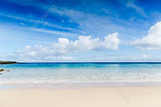 Beautiful white sand beach, the tropical sea . Summer view of nature
