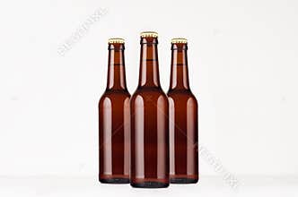 Group brown longneck beer bottle 330ml mock up.