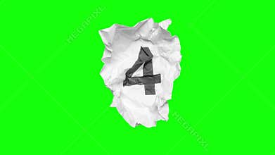 Countdown numbers on wrinkled paper texture