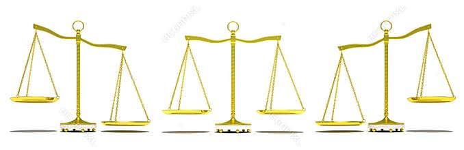Set of gold balance scale