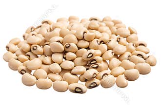 Black Eyed Pea. Pile of grains, isolated white background.