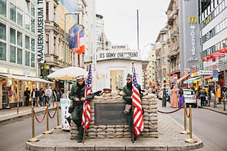 Berlin, October 1, 2017: Checkpoint Charlie - frontier checkpoint on Friedrichstrasse in Berlin