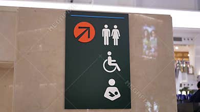 Motion of man, woman and disable washroom logo