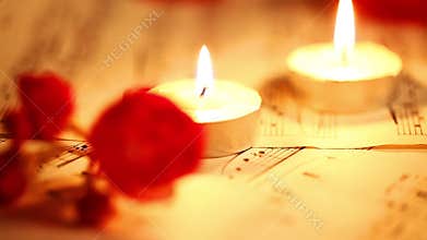 Music Notes Sheets and Candles