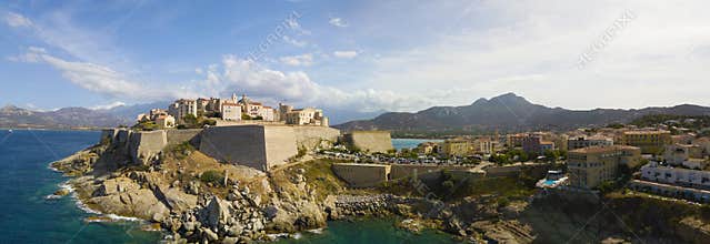Aerial view of Calvi city, Corsica, France