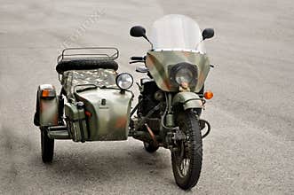 Vintage motorcycle with sidecar