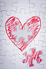 Hand drawn heart in a puzzle