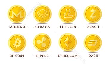 Main cryptocurrency coins set