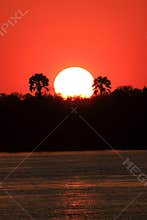 Sunset over the Zambeze river.