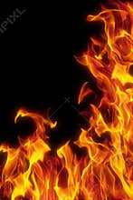 Flame isolated over black background