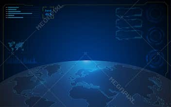 World map sci fi technology telecommunications concept background