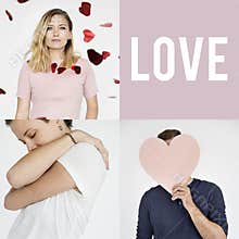 Set of people portraits with love concepts