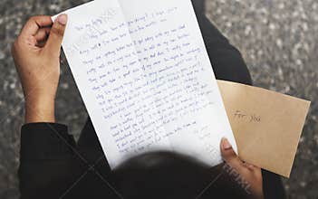 Closeup of breakup letter