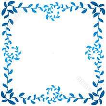 Blue Leaf Branches Frame Border