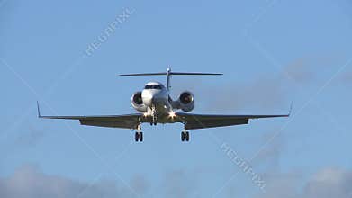 A private jet making a final approach for landing