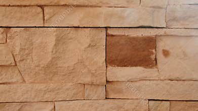 Brick terracotta wall texture. Closeup.