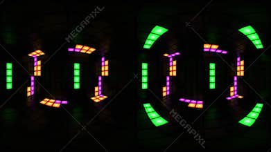 360 VR Colorful disco nightclub dance floor wall light grid background vj loop