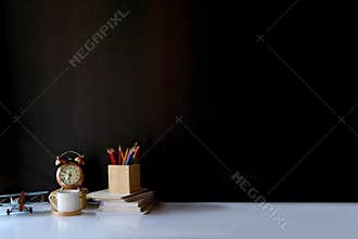 business desk table with mock up accessories